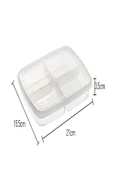 8 Adet Dondurulmuş 400 ml 4 Bölmeli Öğünlük Et Sebze Saklama Kabı - Kıyma Tavuk Buzluk Organizer - 6