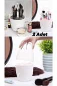 2 Adet 7 Bölmeli Makyaj Fırçası Ve Kozmetik Düzenleyici Set Şeffaf Kapaklı Düzenleyici Organizer - 1