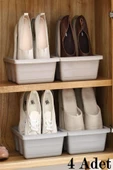 4 Adet Roma 3 Bölmeli Ayakkabı Terlik Organizatörü Dikey Ayakkabı Kutusu Rampası thumbnail 1