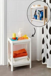 2 Katlı Beyaz Vesken Düzenleyici Raf Banyo Dolabı Mutfak Tezgah ve Evye Altı Deterjanlık thumbnail 2