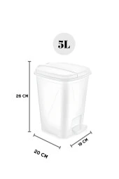 5 Litre Beyaz Kare Pedallı Çöp Kovası - Mutfak Tezgah Üstü, Banyo Ve Ofis İçin Çöp Kovası thumbnail 1