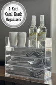4 Katlı Şeffaf Çeyizlik Çatal Kaşık Düzenleyici Kutu - Çekmece Veya Dolap İçi İstif Organizer - 1