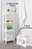 2'li Set 3 Bölmeli Vesken 2 Katlı Venedik Raf Ünitesi Banyo Raf Ünitesi Seti Şampuanlık Havluluk - 1