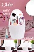 3 Adet 7 Bölmeli Makyaj Fırçası Ve Kozmetik Düzenleyici Şeffaf Kapaklı Toparlayıcı Organizer Beyaz thumbnail 1