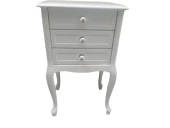 Komodin 17749 Klasik Kayın Aslan Ayak Parlak Beyaz Lake Porselen Kulp El Yapım - 1