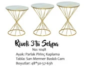 Brc RİVOLİ 14068 Zigon Metal Gold Renk kaplama Beyaz Mermer temper cam El yapım - 1