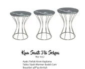 Brc KUM SAAT 14066 Zigon Metal KROM Renk kaplama Siyah Mermer temper cam El yapım thumbnail 1