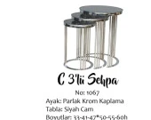 Brc Zigon 14062 C Model 3lü Siyah TEMPER cam Metal transmisyon Krom Renk Kaplam El Yapı thumbnail 1