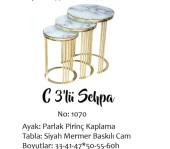 Brc zigon C 14061 model Beyaz Mermer TEMPER cam Metal GOLD Renk Kaplama El Yapım thumbnail 1