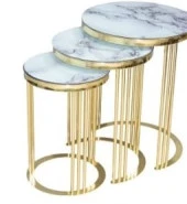 Brc zigon C 14061 model Beyaz Mermer TEMPER cam Metal GOLD Renk Kaplama El Yapım thumbnail 2