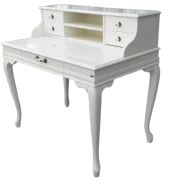 Çalışma Masa 13616 ST Klasik Model Kayın Aslan Ayak Beyaz Porselen Kulp El yapım - 3