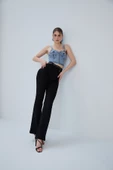 Kemerli İspanyol Paça Dökümlü Pantolon - 7