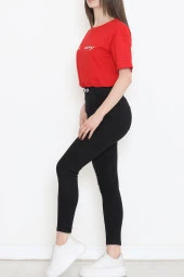 Beli Lastikli Crop Tişört Kırmızı - 16550.1567. - 4
