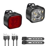 Forte Gt 6167 Bisiklet Ön-Arka Far USB Şarjlı Stop Lambası Aydınlatma Işık Seti Ön Arka Far Seti - 9