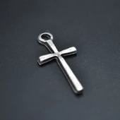 Minimal Haç Kolye Ucu - Antik Gümüş Kaplama - Kod:34 thumbnail 1