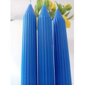 qosrix 3'lü Mavi Şamdan Mumu 1. Kalite Doğal Kokulu Uzun Çubuk Konik Mum thumbnail 1