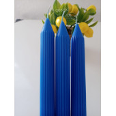 qosrix 3'lü Mavi Şamdan Mumu 1. Kalite Doğal Kokulu Uzun Çubuk Konik Mum thumbnail 2