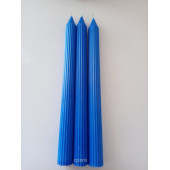 qosrix 3'lü Mavi Şamdan Mumu 1. Kalite Doğal Kokulu Uzun Çubuk Konik Mum thumbnail 3