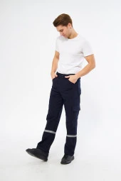 İş Pantolonu 7/7 Gabardin %100 Pamuk Reflektörlü Kargo Cepli - 2