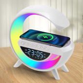 TT BT-3401 G-Tasarımlı RGB Kablosuz Şarj Özellikli Dijital Saatli Bluetooth Hoparlör USB /FM /TF Kart /AUX - 1