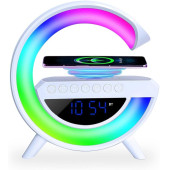 TT BT-3401 G-Tasarımlı RGB Kablosuz Şarj Özellikli Dijital Saatli Bluetooth Hoparlör USB /FM /TF Kart /AUX - 3