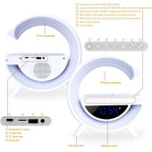 TT BT-3401 G-Tasarımlı RGB Kablosuz Şarj Özellikli Dijital Saatli Bluetooth Hoparlör USB /FM /TF Kart /AUX - 7