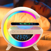 TT BT-3401 G-Tasarımlı RGB Kablosuz Şarj Özellikli Dijital Saatli Bluetooth Hoparlör USB /FM /TF Kart /AUX - 8