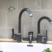 Siyah Ultra Lüx Komple Set Mutfak Evye Lavabo Ve Banyo Bataryası - 1