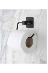 Kare Yapışkanlı Siyah Açık Tuvalet Kağıtlığı Wc Kağıtlık Tutucu - 1