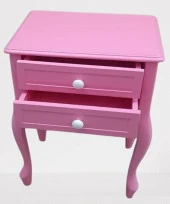 Komodin 90359Model Klasik Kayın Aslan Ayak Parlak Pembe Lake Çift Çekmece El Yapım - 3