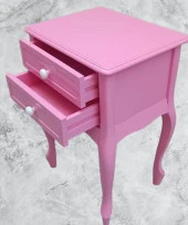 Komodin 90359Model Klasik Kayın Aslan Ayak Parlak Pembe Lake Çift Çekmece El Yapım - 5