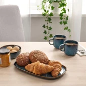 Gladelig Servis-Sunum Tabak Seti, MeridyenDukkan Okyanus Mavisi 31x19 cm, 4 Adet Sırlı Yüzey thumbnail 2