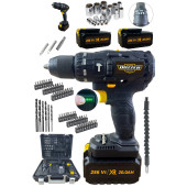 DOZZER Alman BATMAN Serii 21 V 3.0 Ah Darbeli 13 Mm Çelik Mandrenli 84 Pcs Akülü Vidalama Matkap - 1