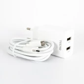 Tecno Casper Via M35 İle Uyumlu Çift UsbA & Type-C ve Micro Çıkışlı Kablolu Hızlı Şarj Aleti - 2