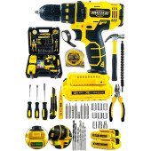 DOZZER 14.4V 2 Ah Darbeli 100 Parça Setli Bakır Sargılı Çelik Şanzuman Şarjlı Çift Akülü Vidalama Matkap - 1