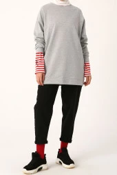 Allday Gri Melanj Reglan Kol Basic Sweat Tunik - 2