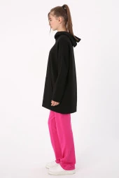 Allday Siyah Kanguru Cepli Kapüşonlu Sweat Tunik thumbnail 3