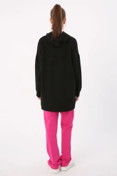 Allday Siyah Kanguru Cepli Kapüşonlu Sweat Tunik thumbnail 4