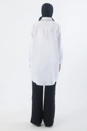 Allday Beyaz Büyük Beden Basic Gömlek Tunik thumbnail 4