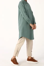 Allday Pastel Yeşil Büyük Beden Basic Gömlek Tunik thumbnail 3