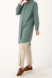 Allday Pastel Yeşil Büyük Beden Basic Gömlek Tunik thumbnail 4