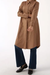 Allday Toprak Basic Gizli Patlı Uzun Gömlek thumbnail 1