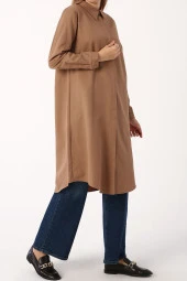 Allday Toprak Basic Gizli Patlı Uzun Gömlek thumbnail 4