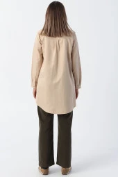 Allday Bej01 Basic Gizli Patlı Gömlek Tunik thumbnail 4