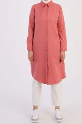 Allday Gül Basic Gizli Patlı Uzun Gömlek thumbnail 2