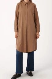 Allday Toprak Basic Gizli Patlı Uzun Gömlek thumbnail 2