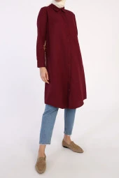 Allday Gül Kurusu Basic Gizli Patlı Uzun Gömlek thumbnail 1