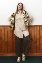 Allday Bej01 Basic Gizli Patlı Gömlek Tunik thumbnail 1