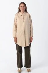 Allday Bej01 Basic Gizli Patlı Gömlek Tunik thumbnail 2