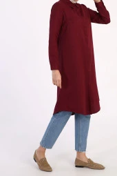 Allday Gül Kurusu Basic Gizli Patlı Uzun Gömlek thumbnail 4